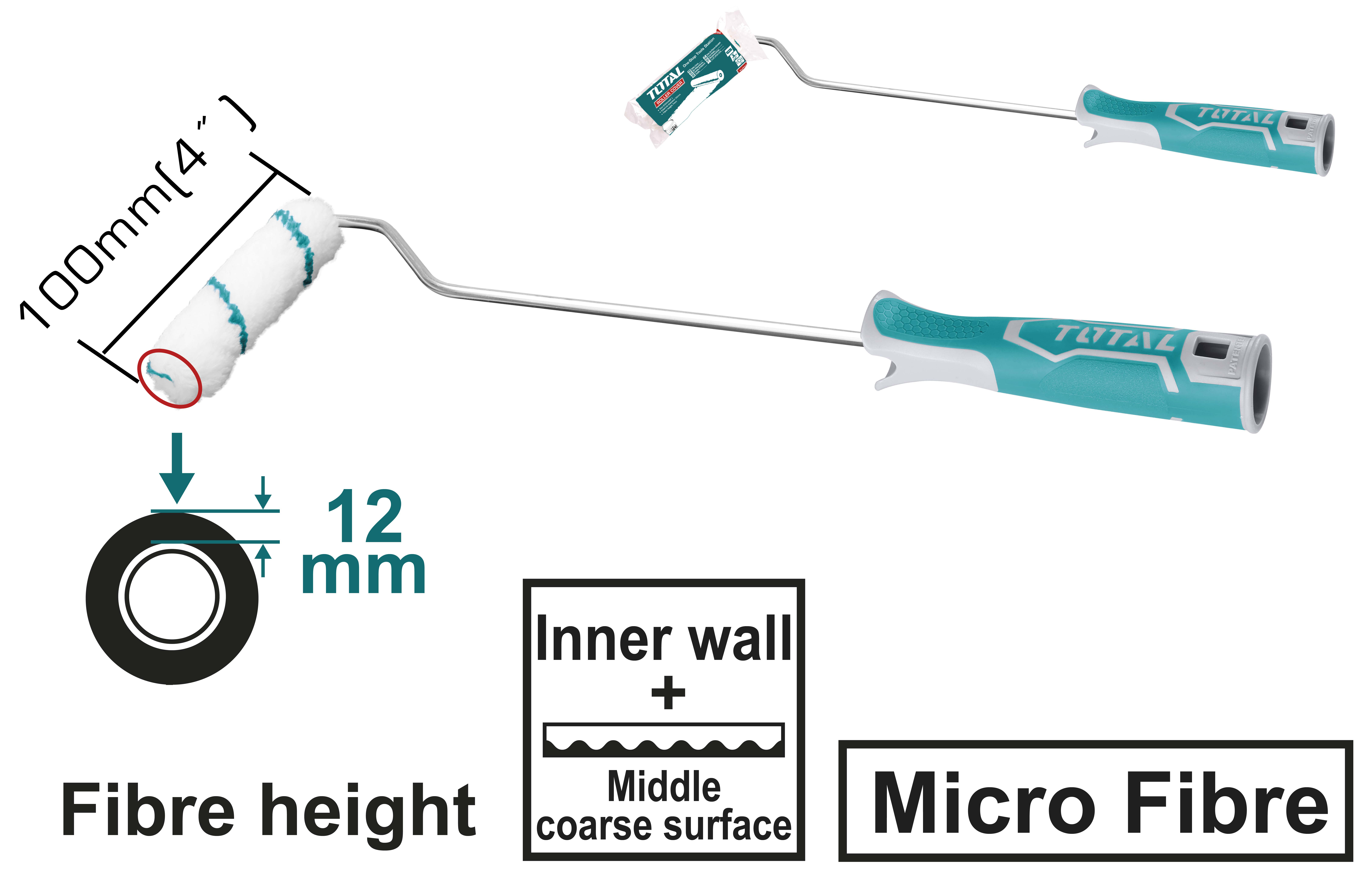 4" MicroFIbre مسكة رول دهان
