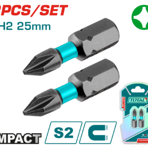 2PCS Impact PH2X25mm طقم رأس مفك مقدح قصير