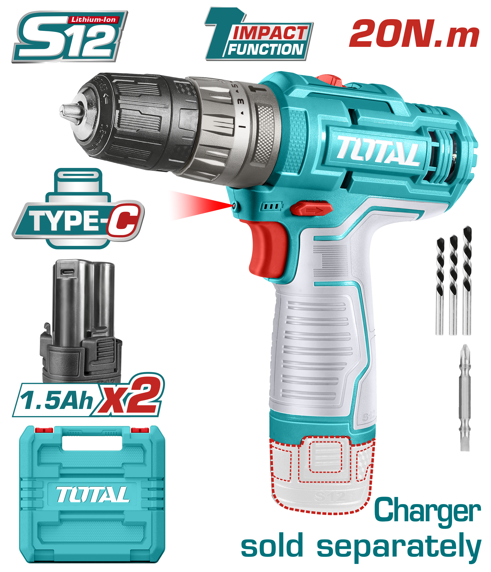 LI-ION 2*BATT 12V مقدح بطارية رجراج