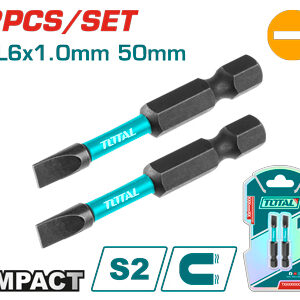 2PCS Impact SL6X50mm طقم رأس مفك مقدح شق وسط