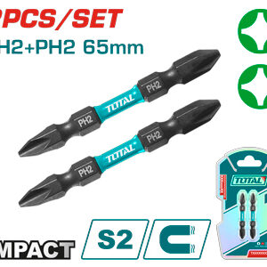 2PCS Impact PH2X65mm طقم رأس مفك مقدح صليب صليب